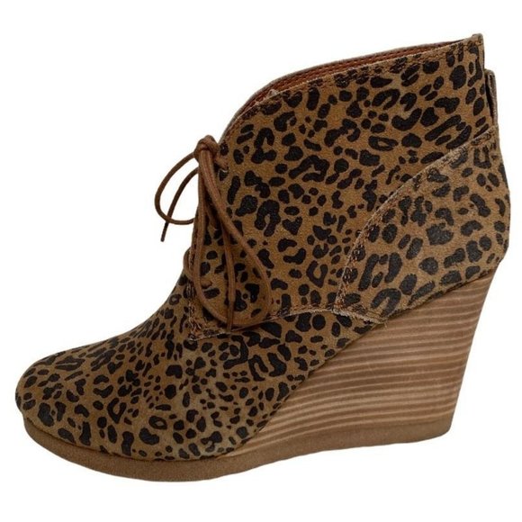 Lucky Brand Shoes - Lucky Brand leopard wedge ankle bootie 10